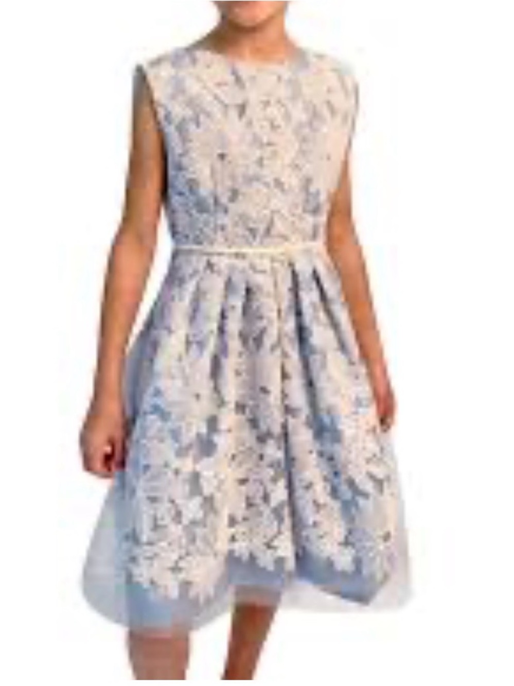Helena powder blue floral lace overlay party dress size 10